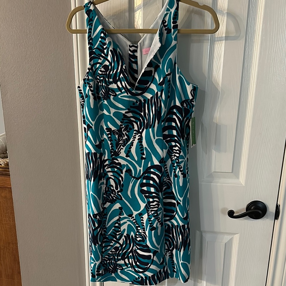 Teal and Black Zebra Print Dress